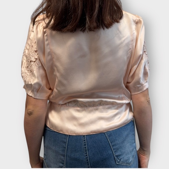 Vintage Silk Hand Embroidered Floarte Pink Blouse - Picture 5 of 7